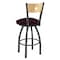 Holland Bar Stool Co 25" Swivel Counter Stool, Pewter Finish, Nat Back, Canter Bordeaux Seat 83025PWNatMplB005 - alternate 3
